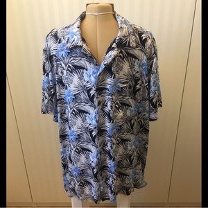 Caribbean Joe blue and white pineapple Mens button down Size 2X